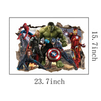 Stickers Muraux 3D Avengers - Effet Stéréoscopique pour Chambre d’Enfant ou Salon