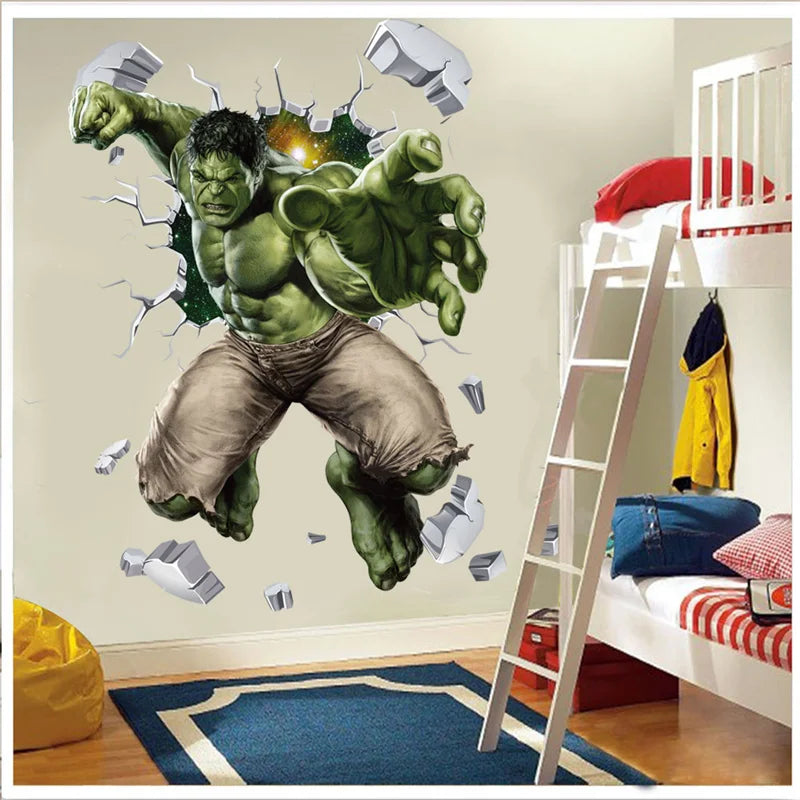 Stickers Muraux 3D Avengers - Effet Stéréoscopique pour Chambre d’Enfant ou Salon