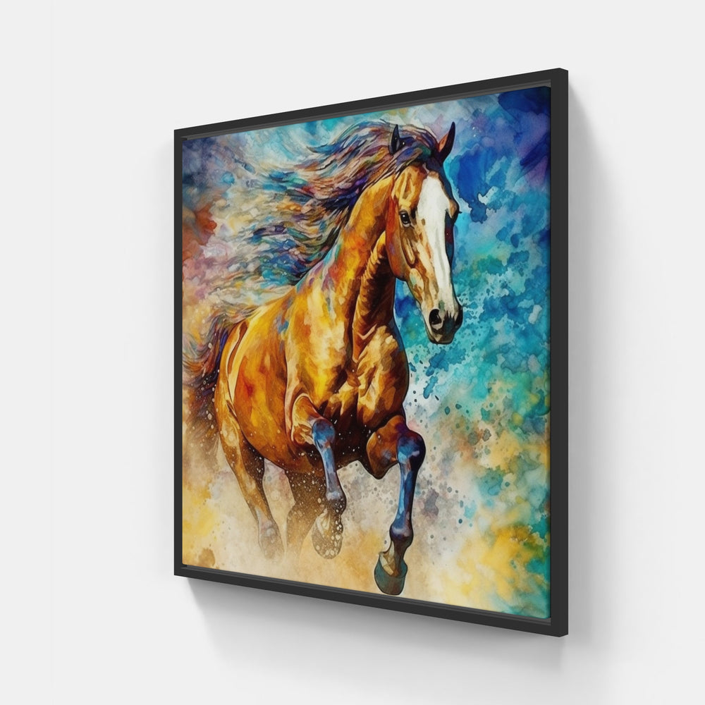 Graceful Horse Canter-Canvas-artwall-20x20 cm-Black-Artwall