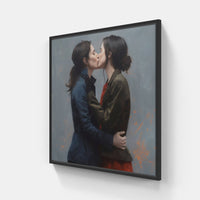 Tender Devotion Embrace Bliss-Canvas-artwall-20x20 cm-Black-Artwall