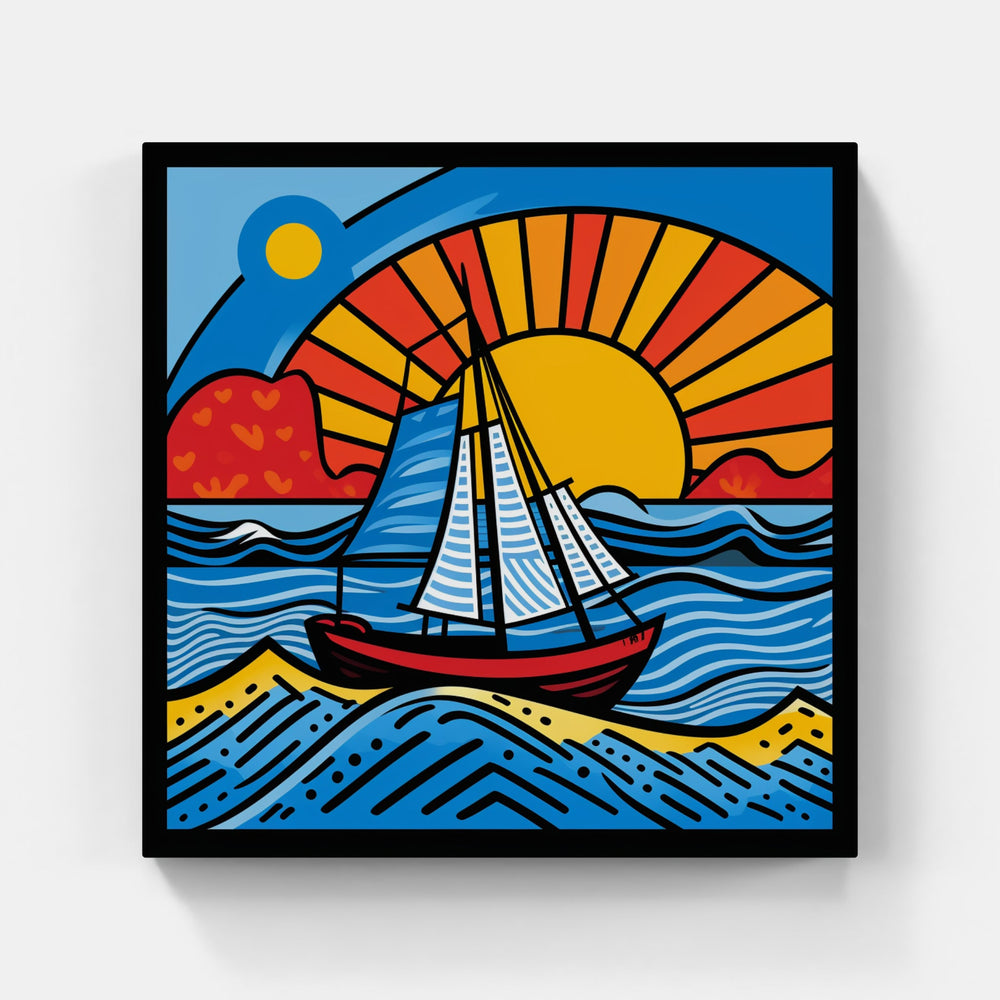 Coastal Tranquility Graceful Boat-Canvas-artwall-Artwall