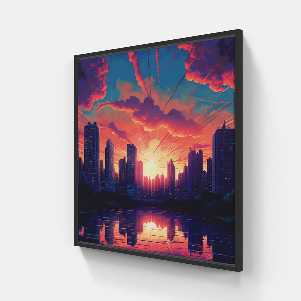 Bold Cityscape Skyline-Canvas-artwall-20x20 cm-Black-Artwall