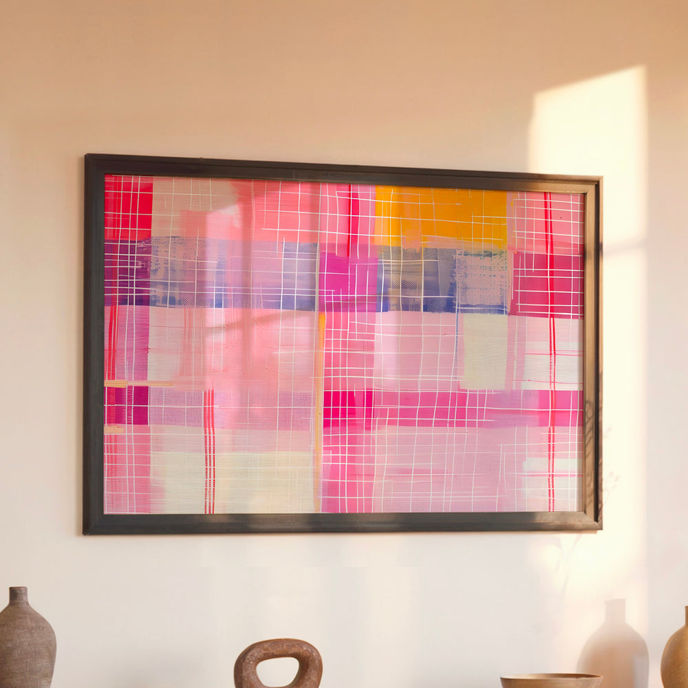 Le tableau accroché en situation dans un intérieur meublé.