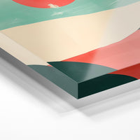 Gros plan de la matière : le tirage sous verre acrylique, tranche transparente visible.
