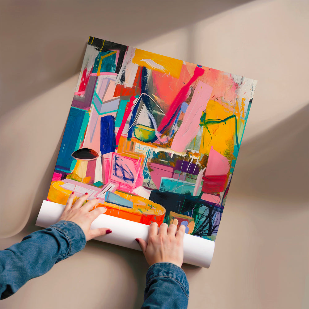L'impression présentée en poster, sans encadrement, sur un mur neutre.