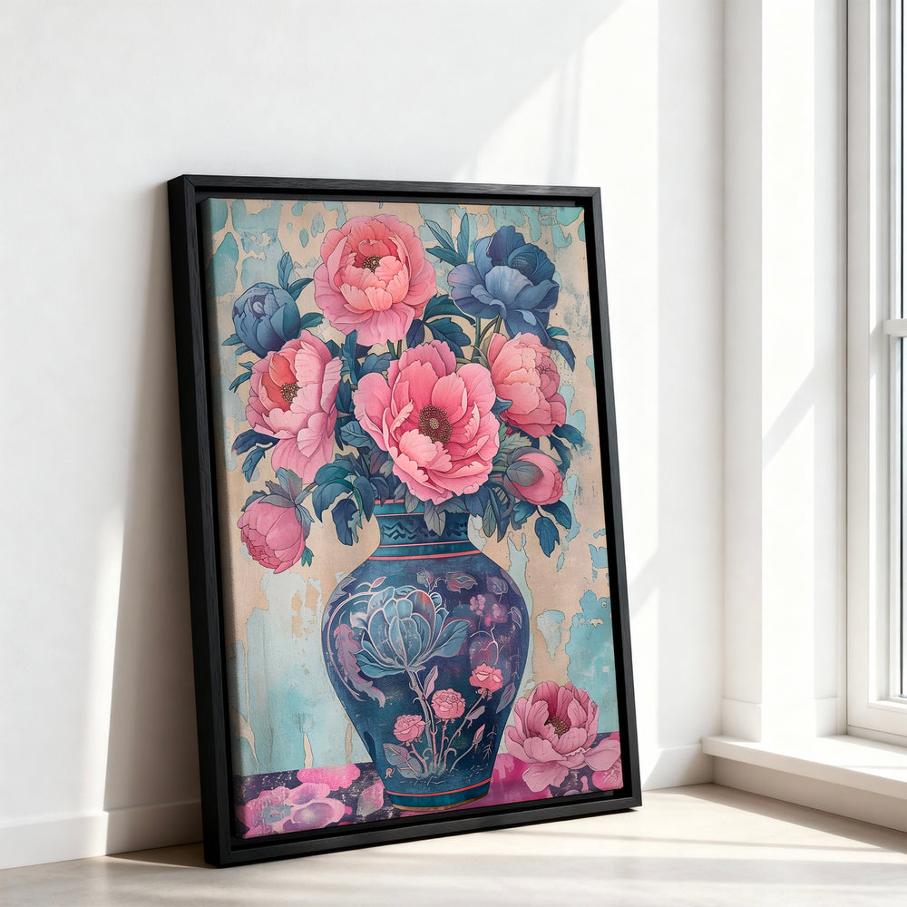 Le tableau accroché en situation dans un intérieur meublé.