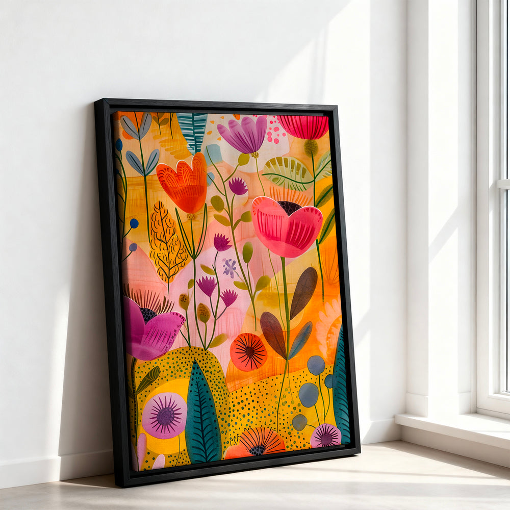 Le tableau accroché en situation dans un intérieur meublé.