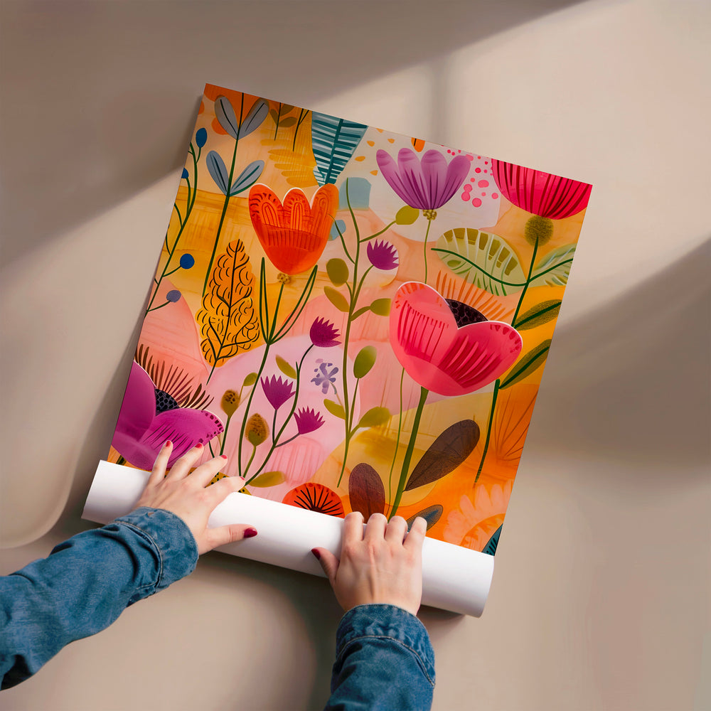 L'impression présentée en poster, sans encadrement, sur un mur neutre.