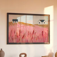 Le tableau accroché en situation dans un intérieur meublé.