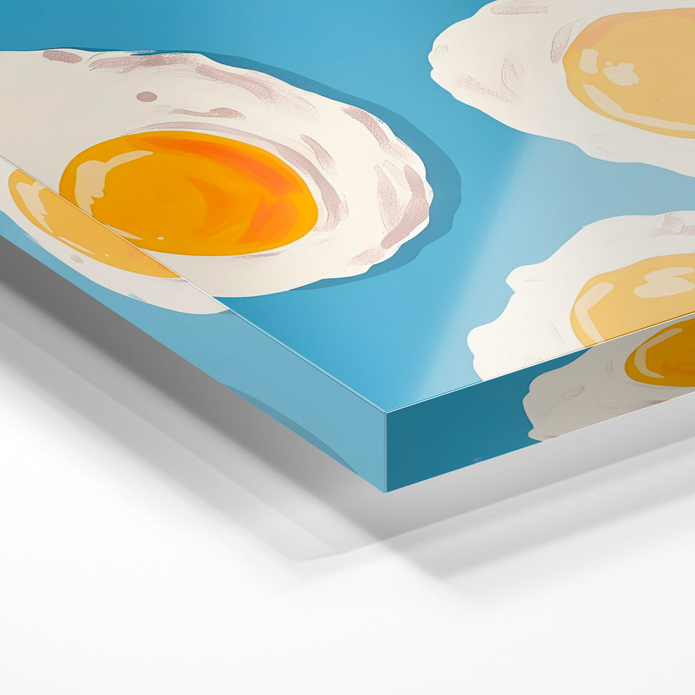 Gros plan de la matière : le tirage sous verre acrylique, tranche transparente visible.