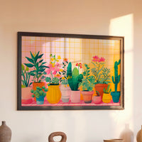 Le tableau accroché en situation dans un intérieur meublé.