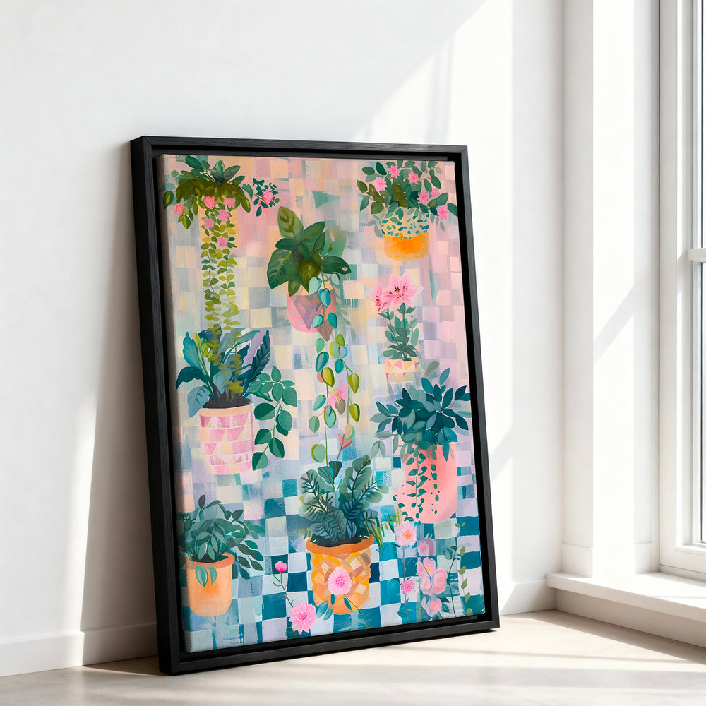 Le tableau accroché en situation dans un intérieur meublé.