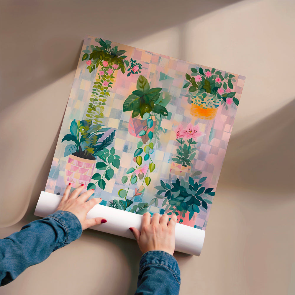 L'impression présentée en poster, sans encadrement, sur un mur neutre.