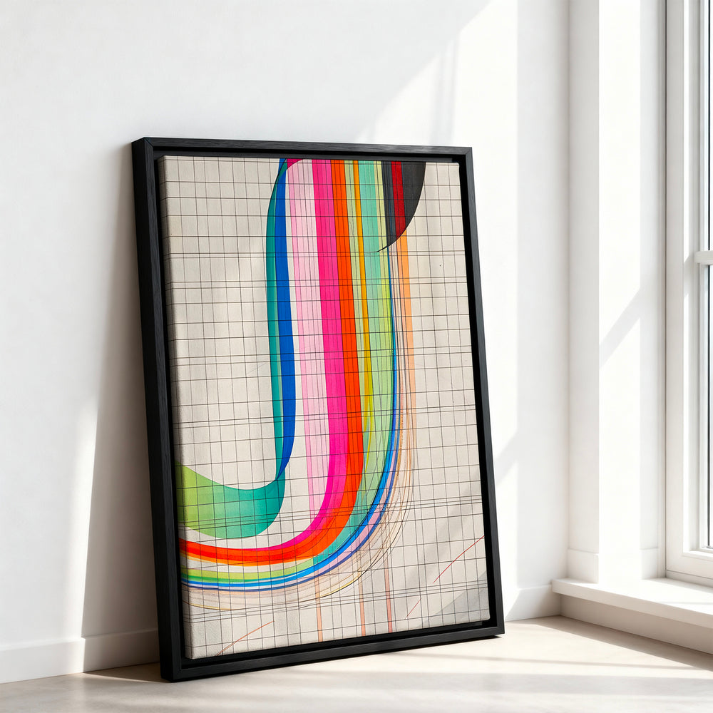 Le tableau accroché en situation dans un intérieur meublé.