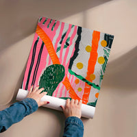 L'impression présentée en poster, sans encadrement, sur un mur neutre.