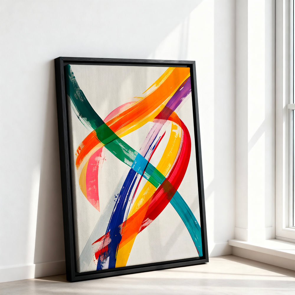 Le tableau accroché en situation dans un intérieur meublé.