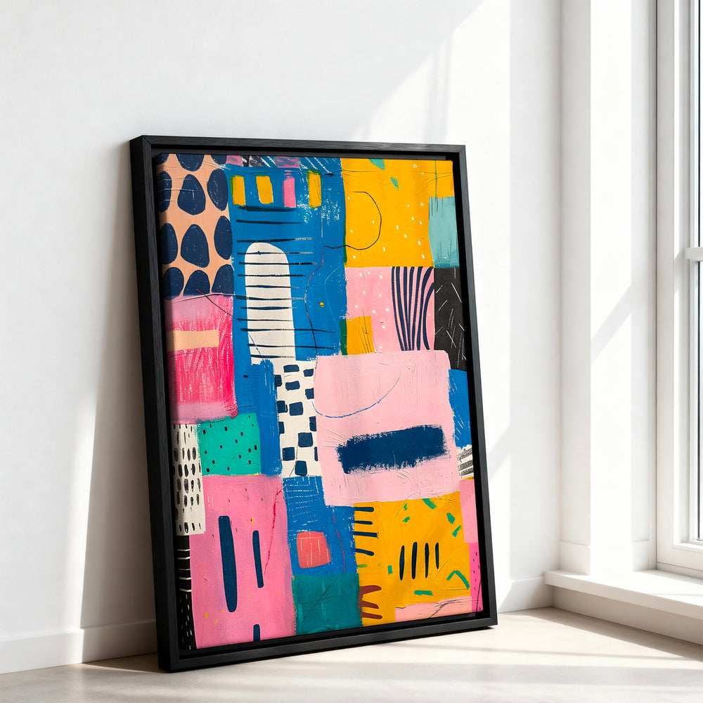 Le tableau accroché en situation dans un intérieur meublé.