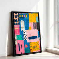 Le tableau accroché en situation dans un intérieur meublé.
