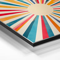 Gros plan de la matière : le tirage contrecollé sur aluminium Dibond mat, tranche visible.