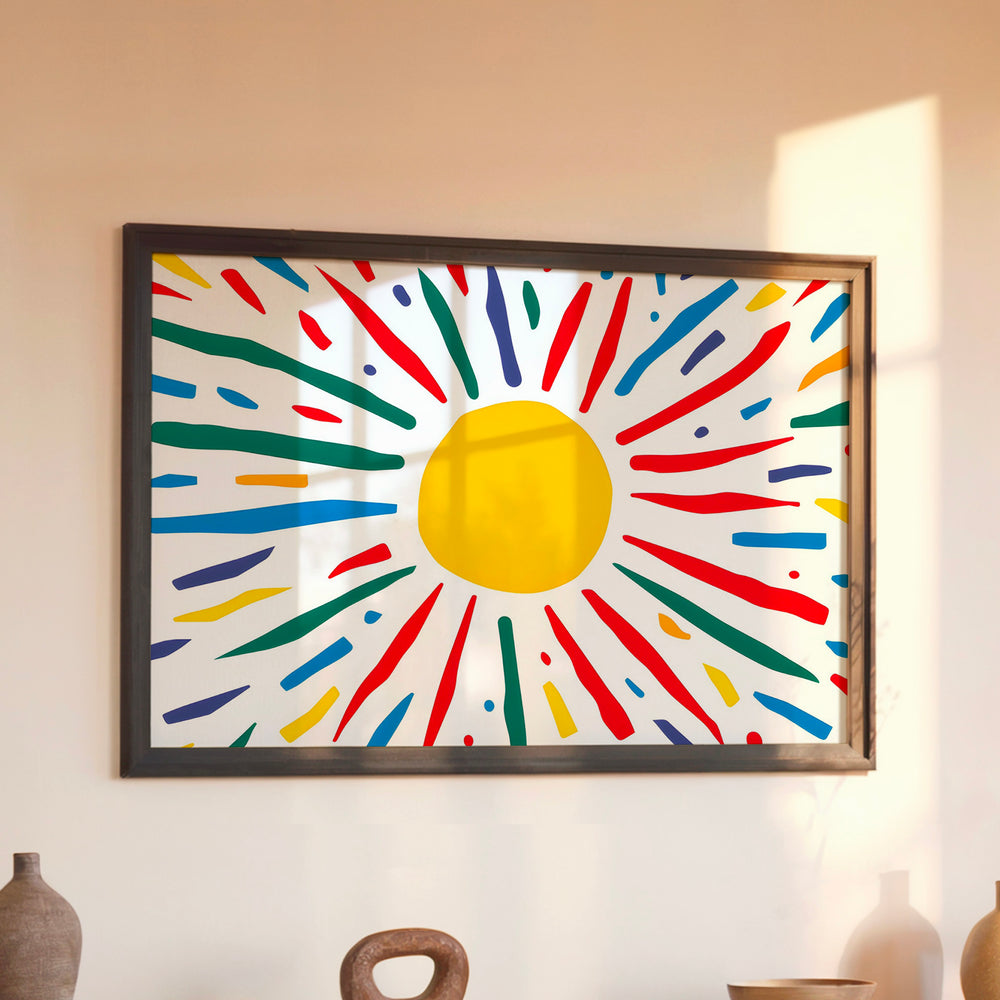 Le tableau accroché en situation dans un intérieur meublé.