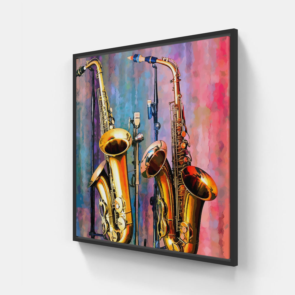 Smooth Saxophone Riffs-Canvas-artwall-20x20 cm-Black-Artwall
