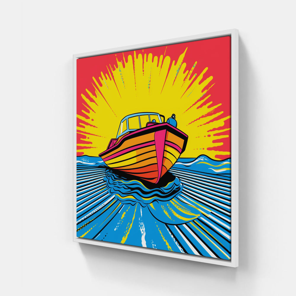 Sun-Kissed Waves Boat Delight-Canvas-artwall-20x20 cm-White-Artwall