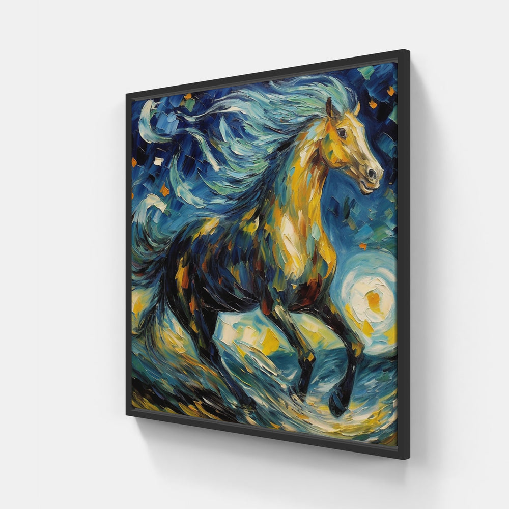 Galloping Horse Speed-Canvas-artwall-20x20 cm-Black-Artwall