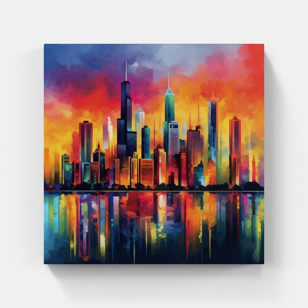 Expressive Urban Skyline-Canvas-artwall-Artwall