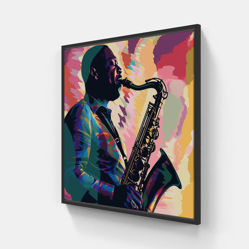 Rhythmic Saxophone Jazz-Canvas-artwall-20x20 cm-Black-Artwall