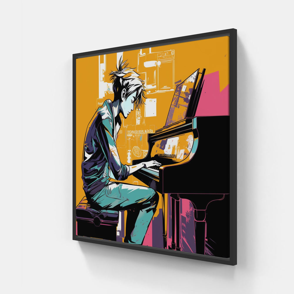 Captivating Piano Harmony-Canvas-artwall-20x20 cm-Black-Artwall