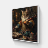 Cat and sing-Canvas-artwall-20x20 cm-White-Artwall