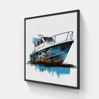 Serene Sail Away Boat Reflections-Canvas-artwall-20x20 cm-Black-Artwall