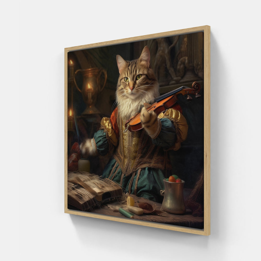 Cat and sing-Canvas-artwall-20x20 cm-Wood-Artwall