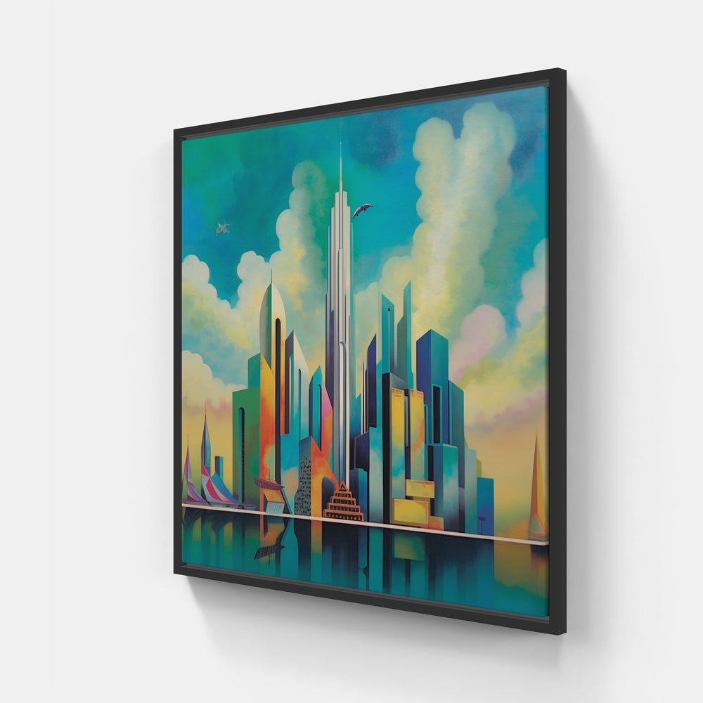 Tranquil Evening Skyline-Canvas-artwall-20x20 cm-Black-Artwall