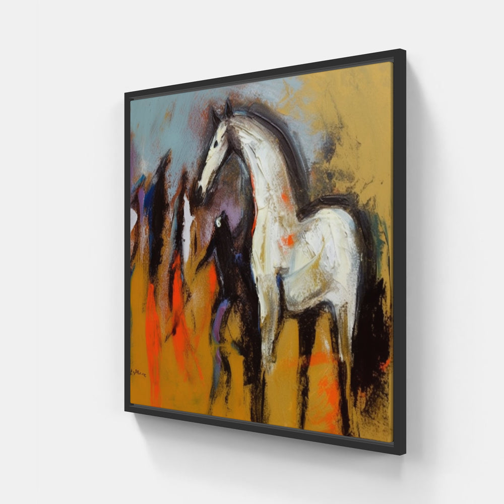 Swift Horse Movement-Canvas-artwall-20x20 cm-Black-Artwall