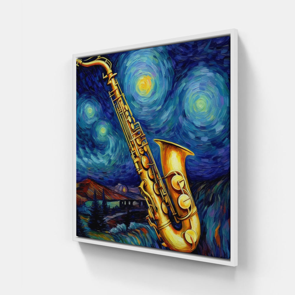 Energetic Saxophone Jazz-Canvas-artwall-20x20 cm-White-Artwall