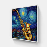 Energetic Saxophone Jazz-Canvas-artwall-20x20 cm-White-Artwall