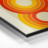Gros plan de la matière : le tirage contrecollé sur aluminium Dibond mat, tranche visible.