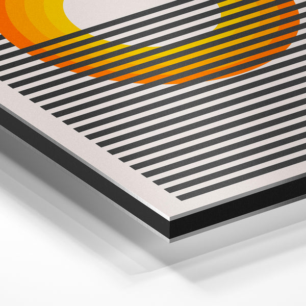 Soleil orange et noir géométrique, affiche minimaliste — Aluminium Dibond