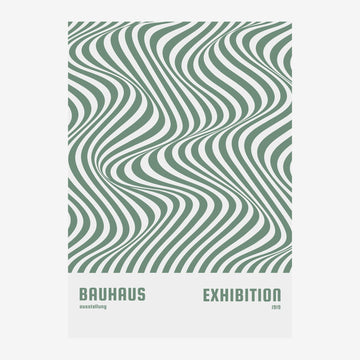 Affiche Bauhaus Exhibition, motifs ondulants verts
