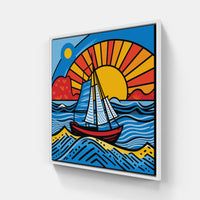 Coastal Tranquility Graceful Boat-Canvas-artwall-20x20 cm-White-Artwall