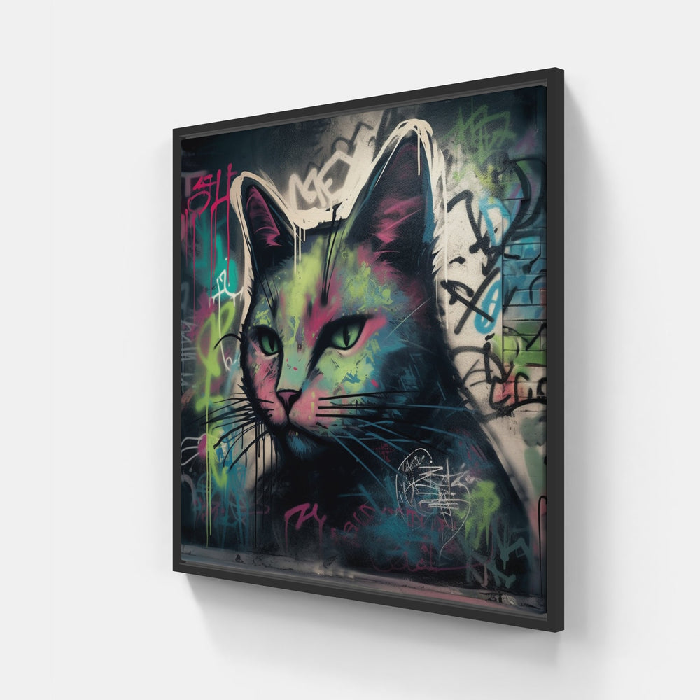 Cat meow purr fur-Canvas-artwall-20x20 cm-Black-Artwall