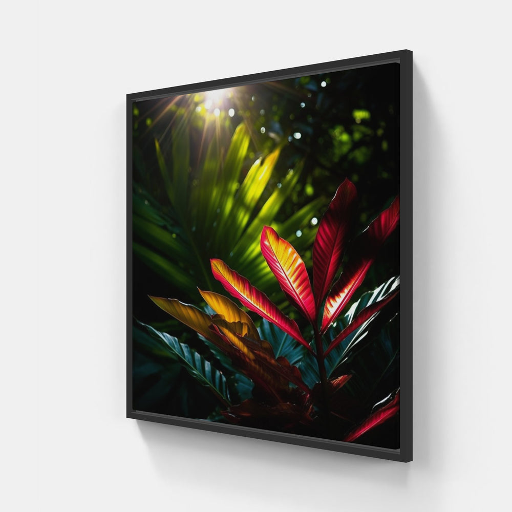 Lush Tropical Florals-Canvas-artwall-40x40 cm-Black-Artwall