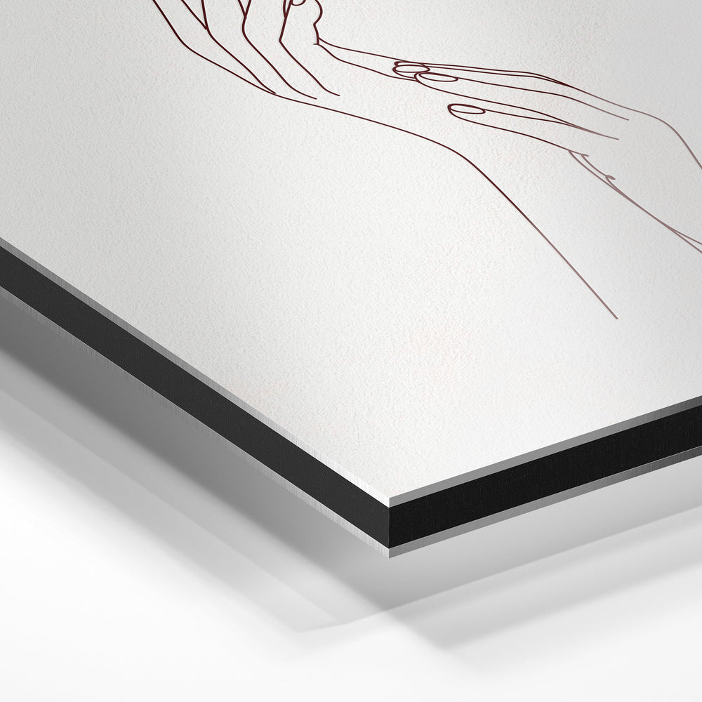 Gros plan du relief : la surépaisseur d'encre en lumière rasante sur aluminium Dibond.
