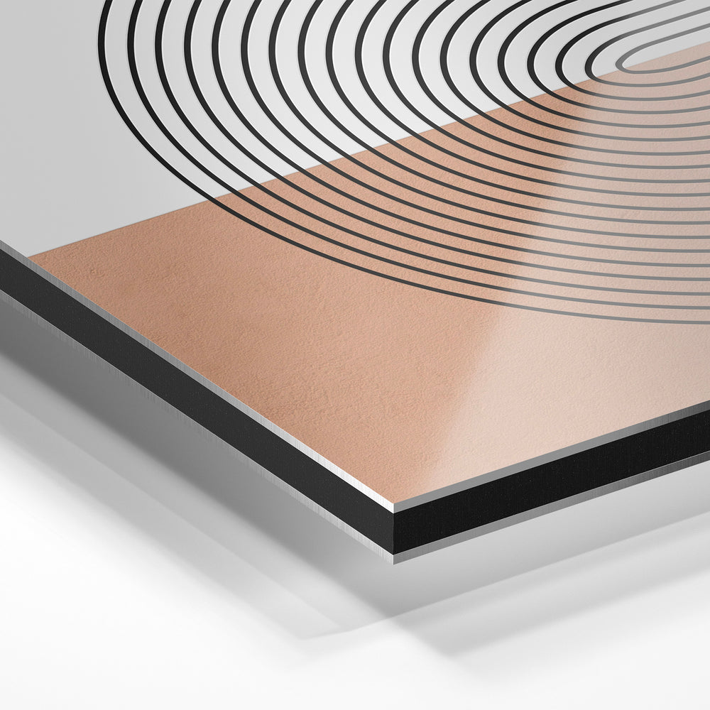 Gros plan du relief : la surépaisseur d'encre en lumière rasante sur aluminium Dibond.