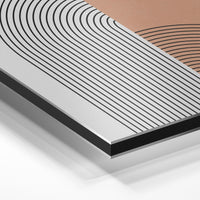 Gros plan de la matière : le tirage contrecollé sur aluminium Dibond mat, tranche visible.