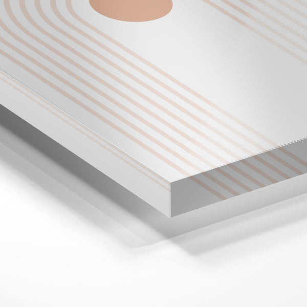 Arc concentrique minimaliste et soleil beige — Verre acrylique