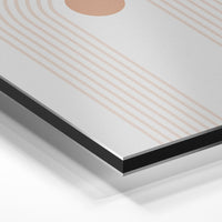 Gros plan de la matière : le tirage contrecollé sur aluminium Dibond mat, tranche visible.
