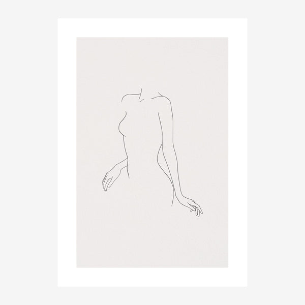 Silhouette minimaliste au trait fin et beige — Toile sur châssis