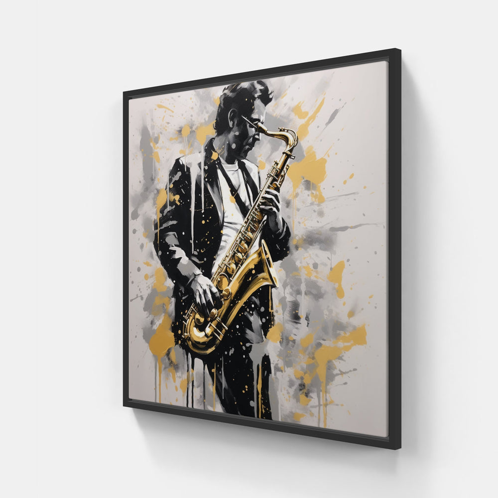 Eloquent Saxophone Artistry-Canvas-artwall-20x20 cm-Black-Artwall
